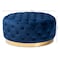 Baxton Studio Sasha Blue Velvet Upholstered Gold Finished Round Cocktail Ottoman 163-10568 - alternate 6